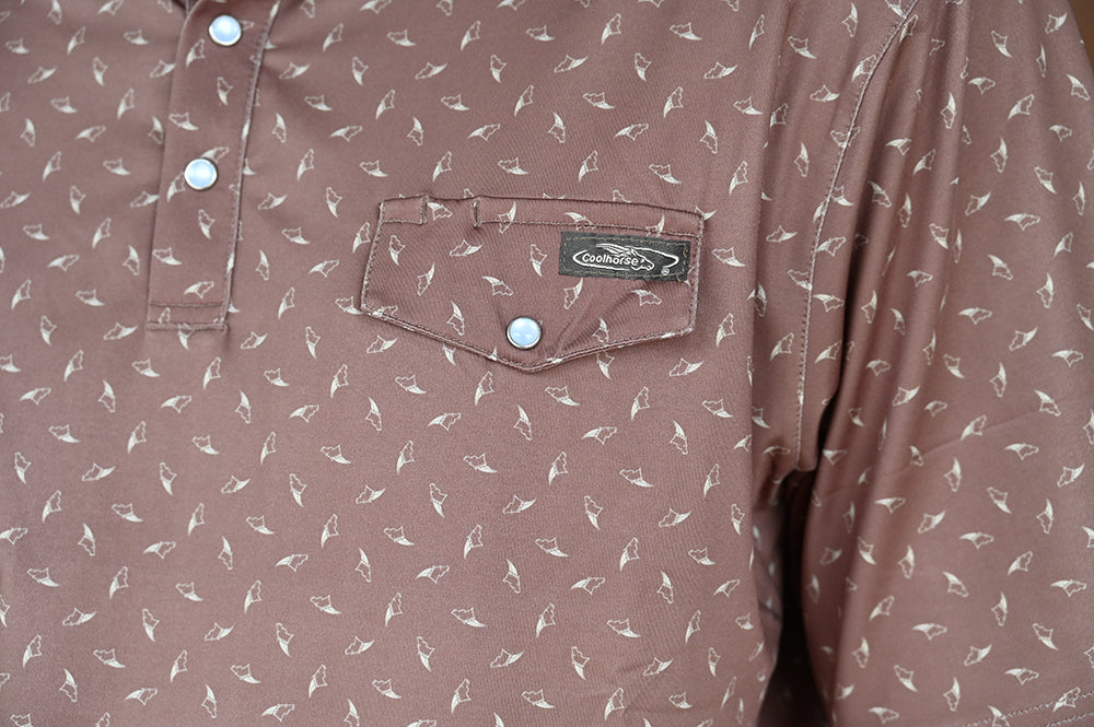 Coolhorse Short Sleeve Brown Pearl Snap Polo
