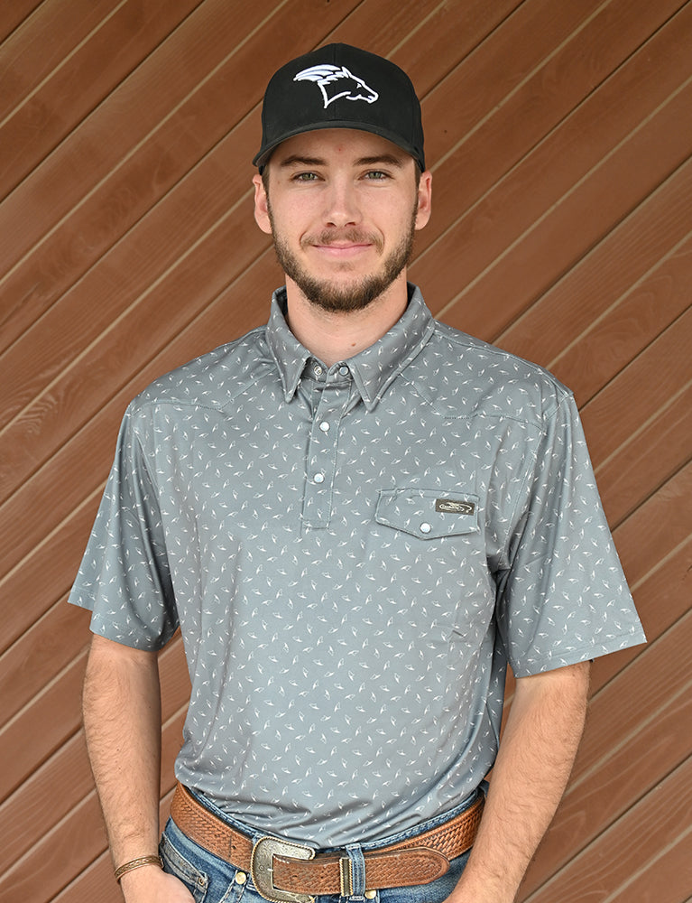 Coolhorse Short Sleeve Gray Pearl Snap Polo