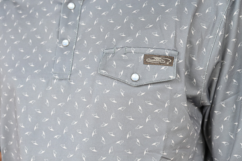 Coolhorse Short Sleeve Gray Pearl Snap Polo