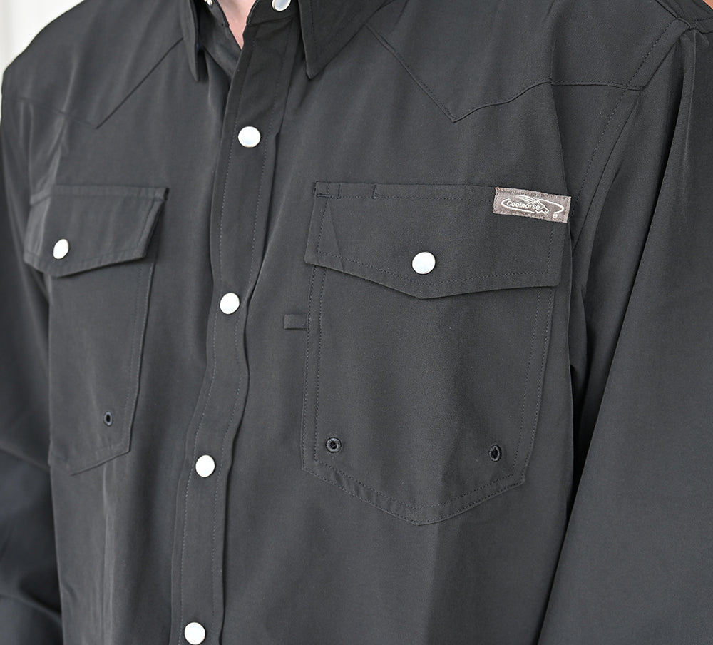 Coolhorse Long Sleeve Black Pearl Snap Button Up Shirt