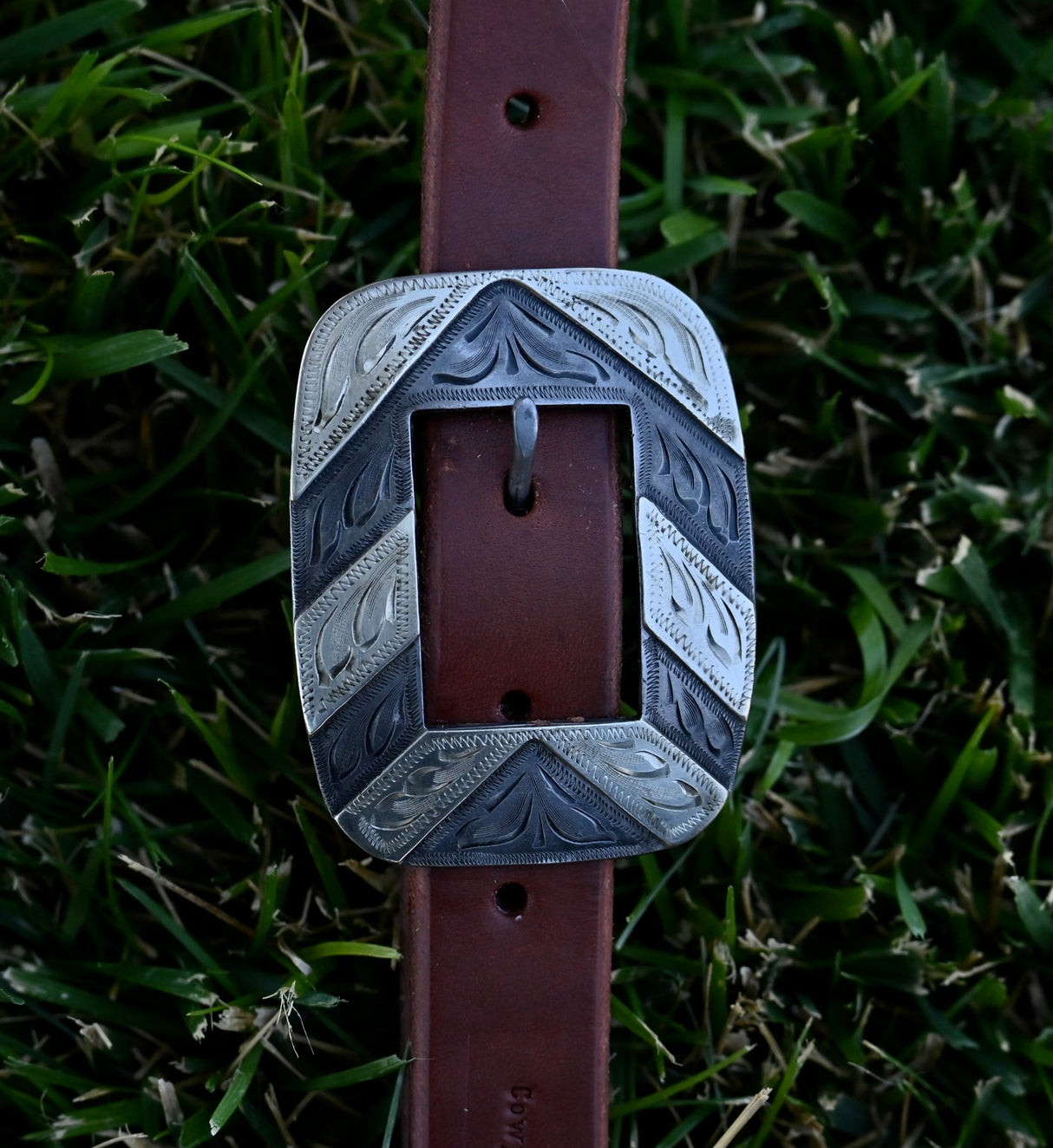 Cowperson Tack 1" Split Ear Headstall with Silver Square Striped Buckle