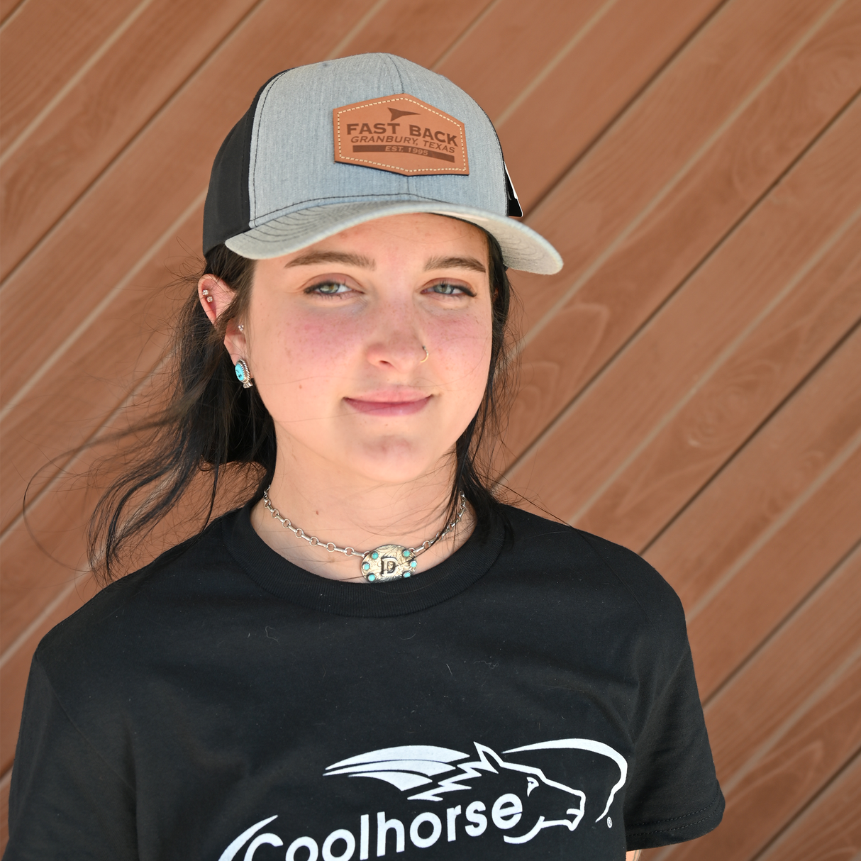 Fastback Ropes Heather Grey and Black Cap with Leather Patch