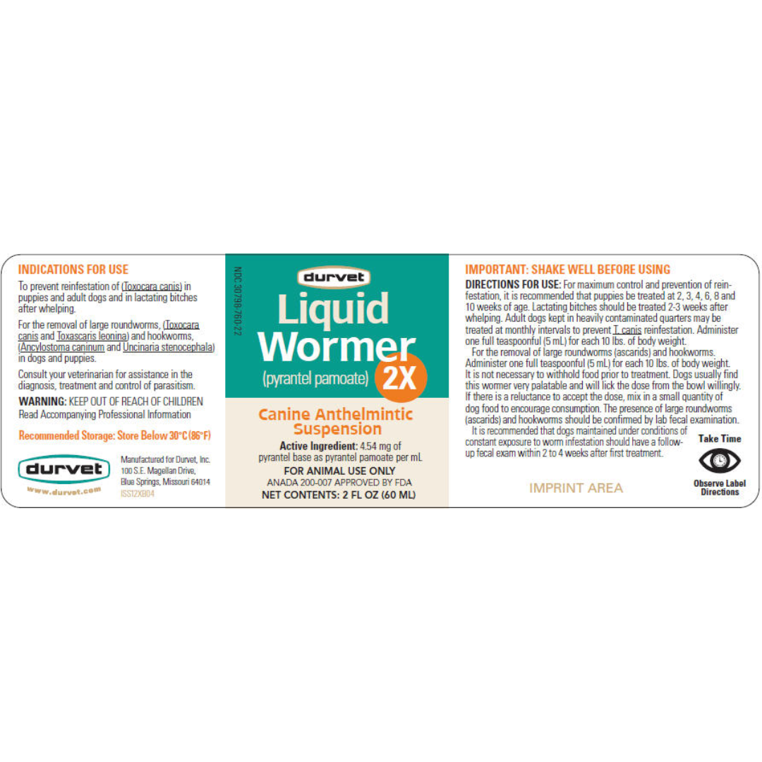 Durvet Liquid Dog Wormer 2X - 2oz bottle