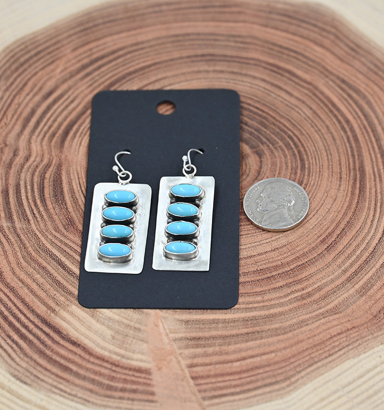 The Reya Earring 4 Stone Bar with Kingman Turquoise