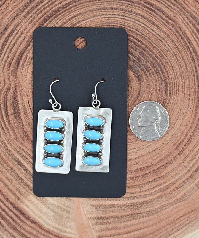 The Reya Earring 4 Stone Bar with Kingman Turquoise