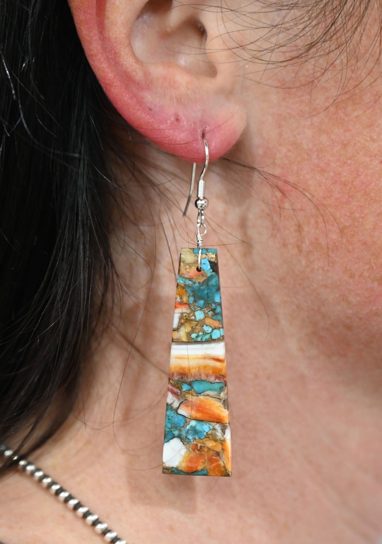 The Hailey Spiny Turquoise Slab Earrings
