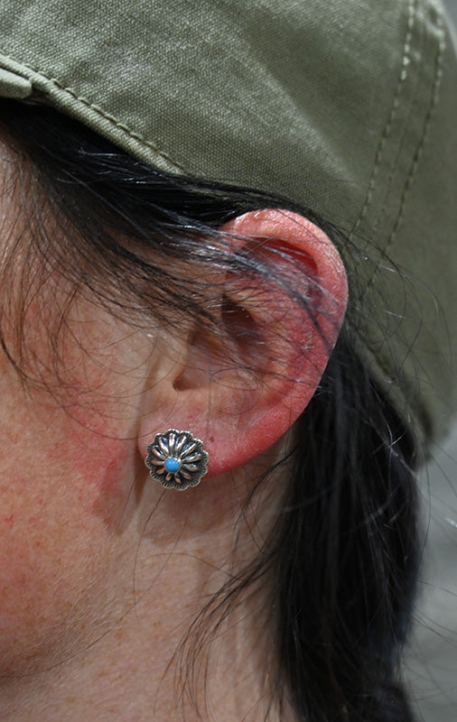The Maisie Earring Round Concho Stud with Turquoise