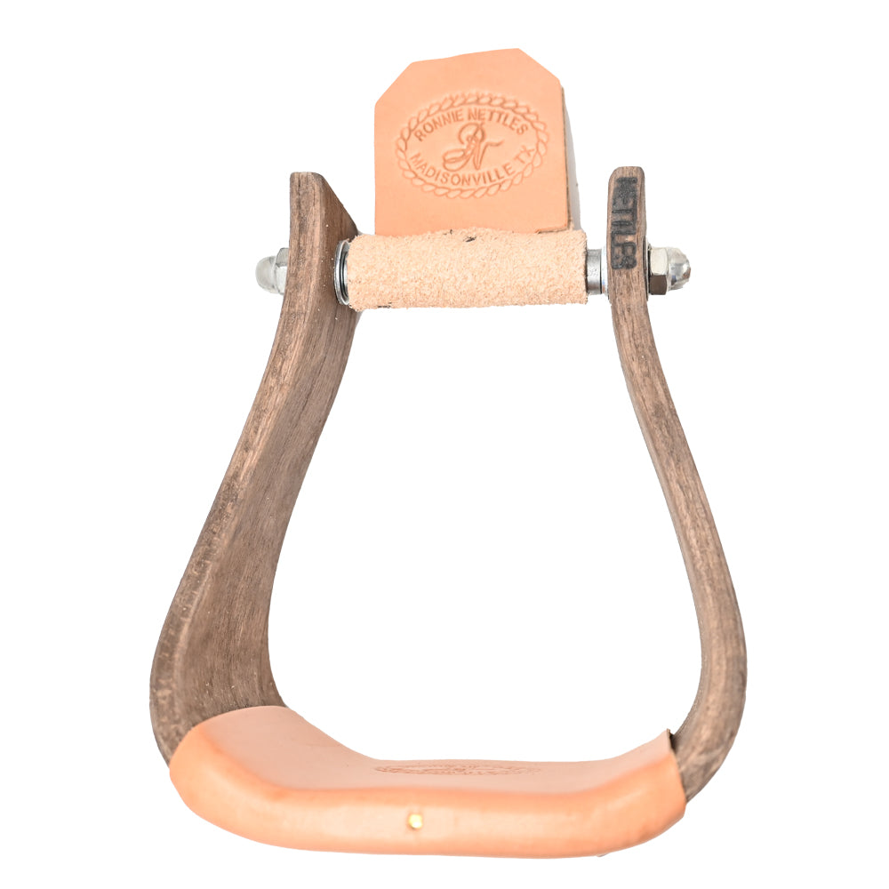 Nettles 4" "The Chisholm" Wooden Stirrups Mahogany Stain