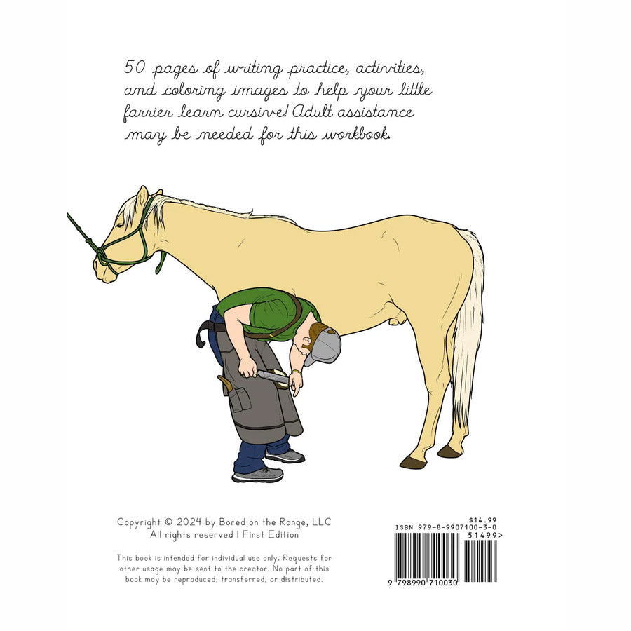 Bored on the Range Farrier: Cursive Handwriting Work Book