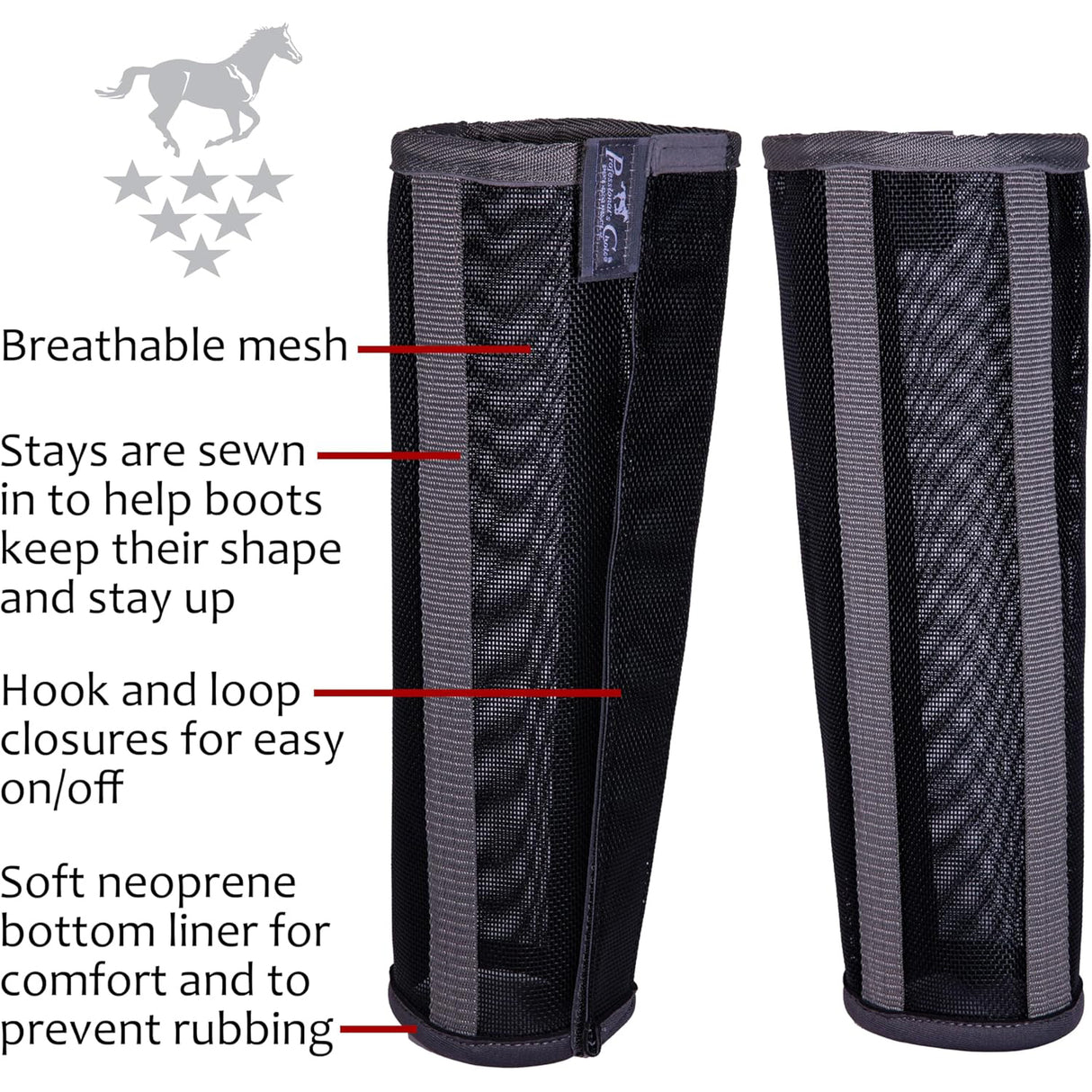 Professional's Choice Deluxe Fly Boots (4 Pack)- Black