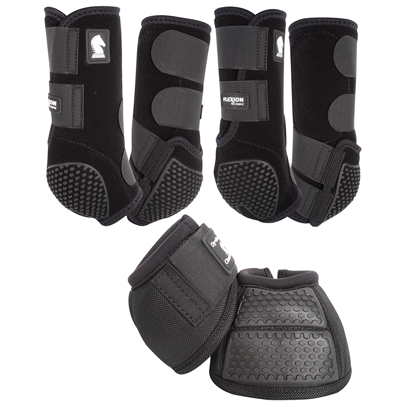 Classic Equine Flexion by Legacy Complete Package, Front, Hind, & Bell Boot Combo Pack- Black