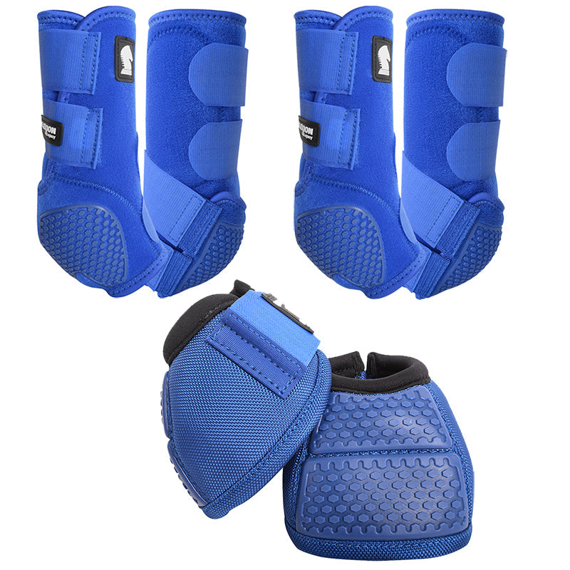 Classic Equine Flexion by Legacy Complete Package, Front, Hind, & Bell Boot Combo Pack- Blue