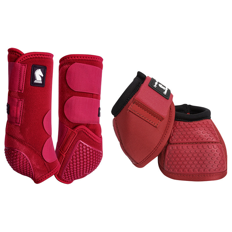 Classic Equine Flexion by Legacy Front & Bell Boot Combo Pack- Crimson