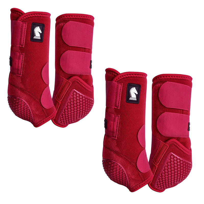 Classic Equine Flexion by Legacy Front and Hind Boots Combo Pack- Crimson