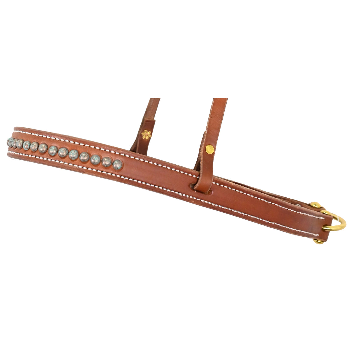 Cowperson Tack Oiled Harness Leather Tiedown Noseband with Patina Turquoise Spots