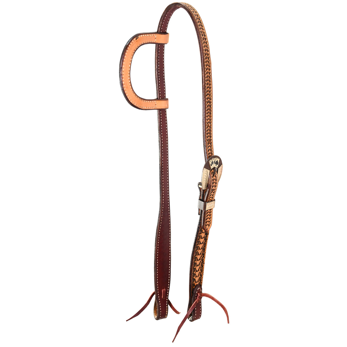 Scott Thomas Saddlery Natural Slip Ear Headstall with Card Suit Buckle
