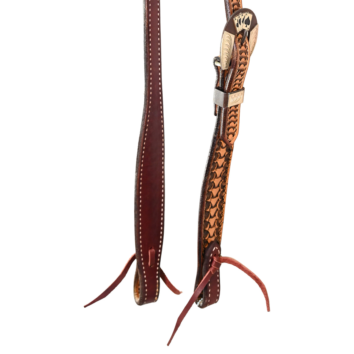 Scott Thomas Saddlery Natural Slip Ear Headstall with Card Suit Buckle