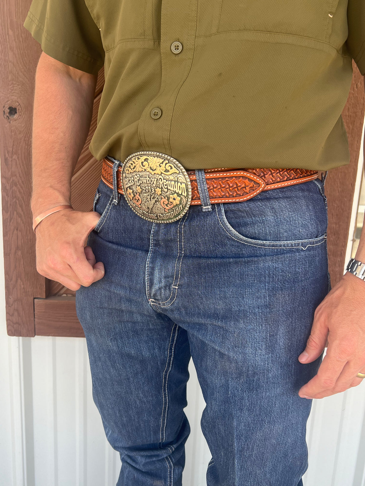 Coolhorse Leather 1 1/2" Crazy Leg Stamped Belt- Pre-Made, Handmade in Amarillo, TX