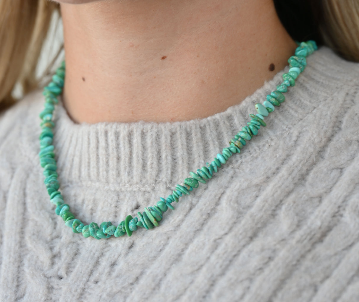 The Misti Necklace Chunky Green Stones 18"