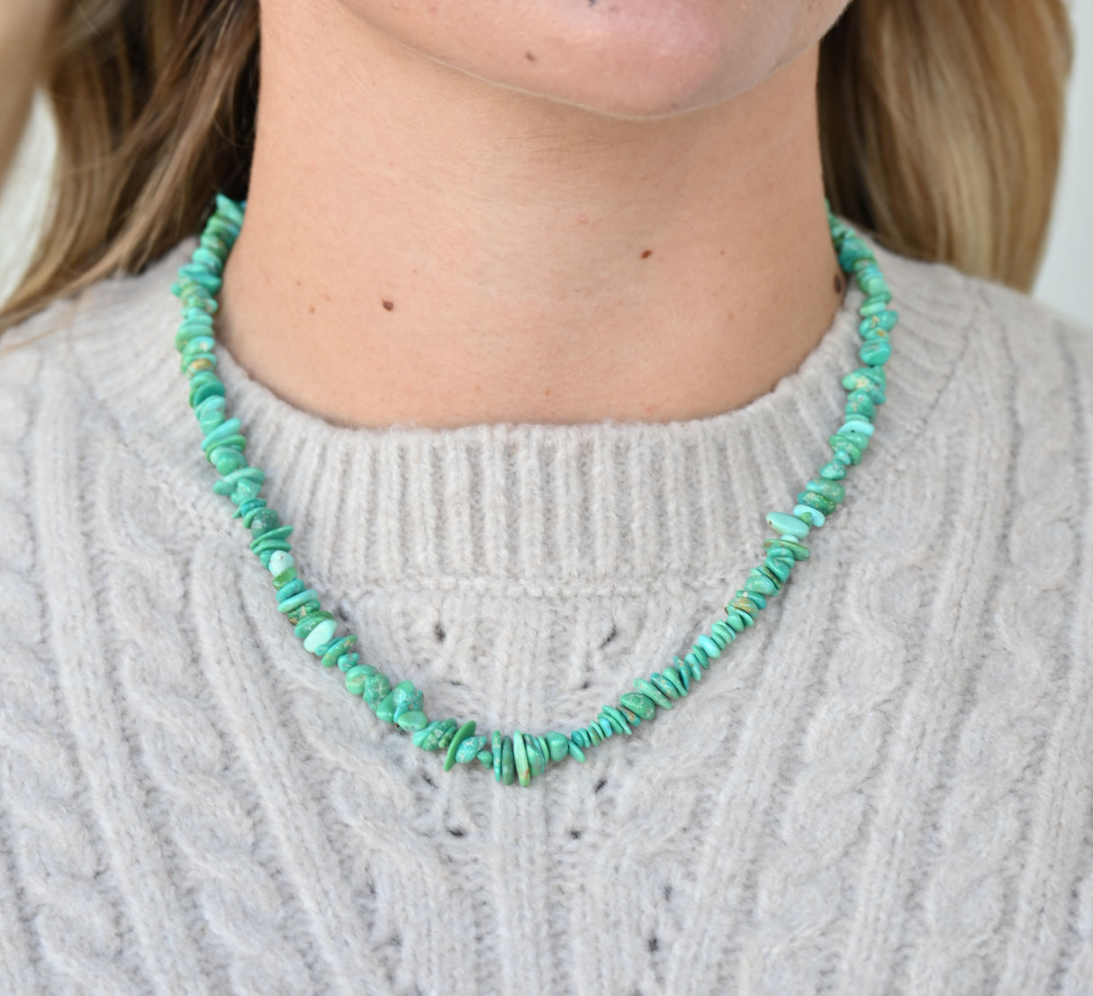 The Misti Necklace Chunky Green Stones 18"