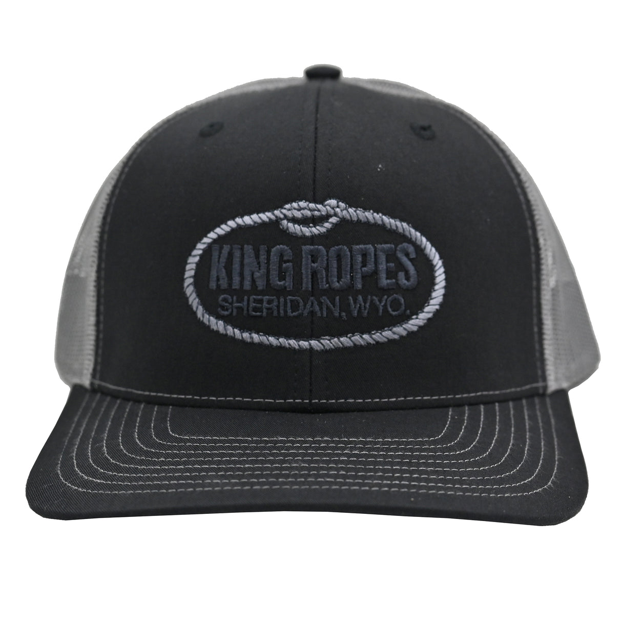 King Ropes Cap in Black with Charcoal Mesh and Charcoal Logo