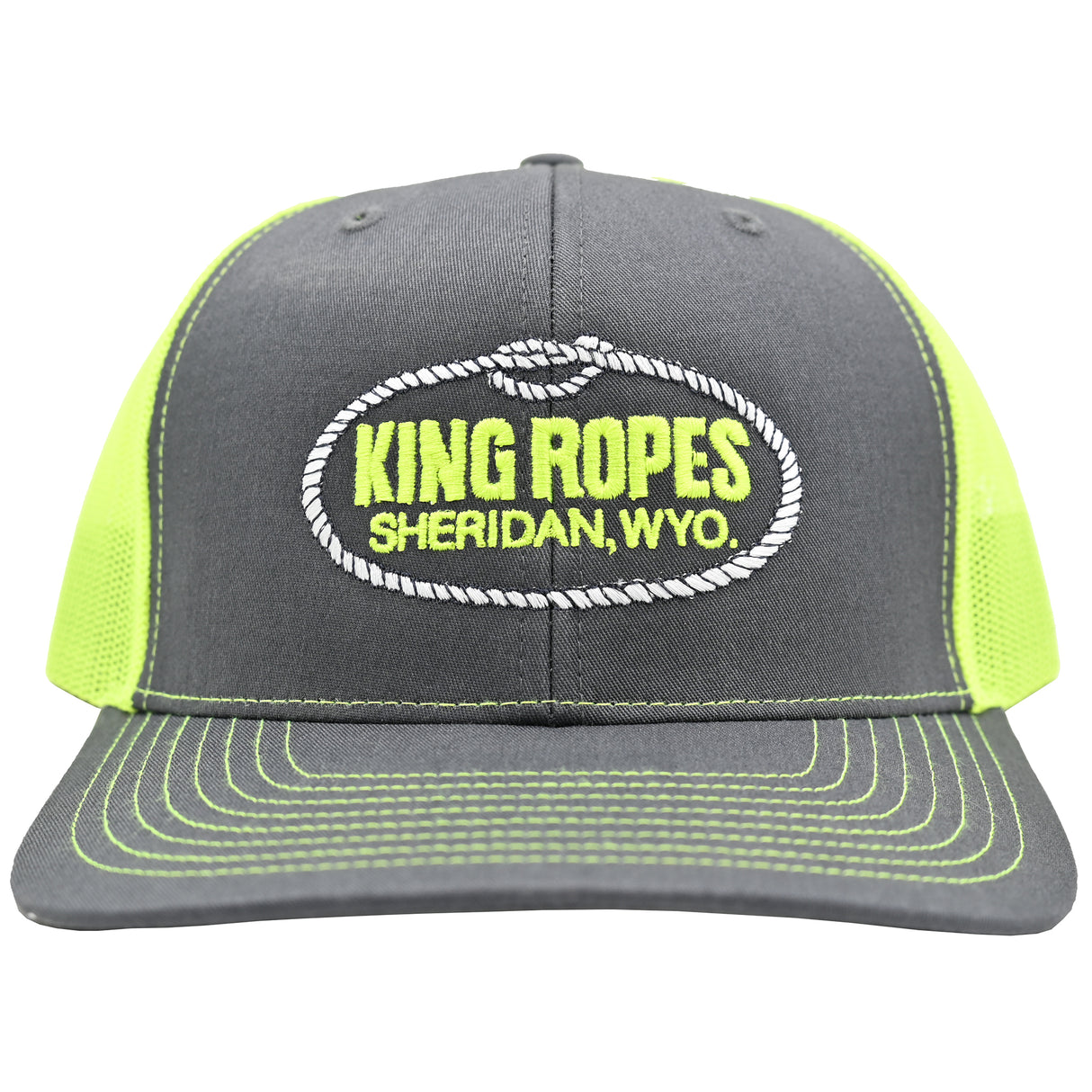 King Ropes Charcoal and Neon Yellow Mesh Snapback Cap