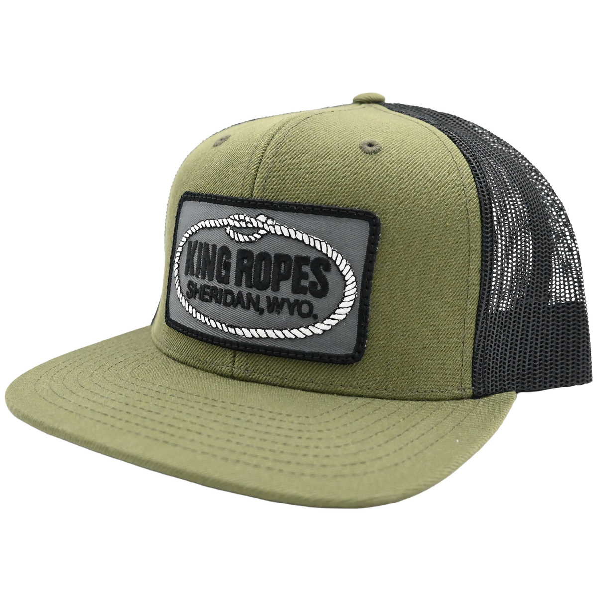 King Ropes Cap in Olive with Black Mesh and Black Patch