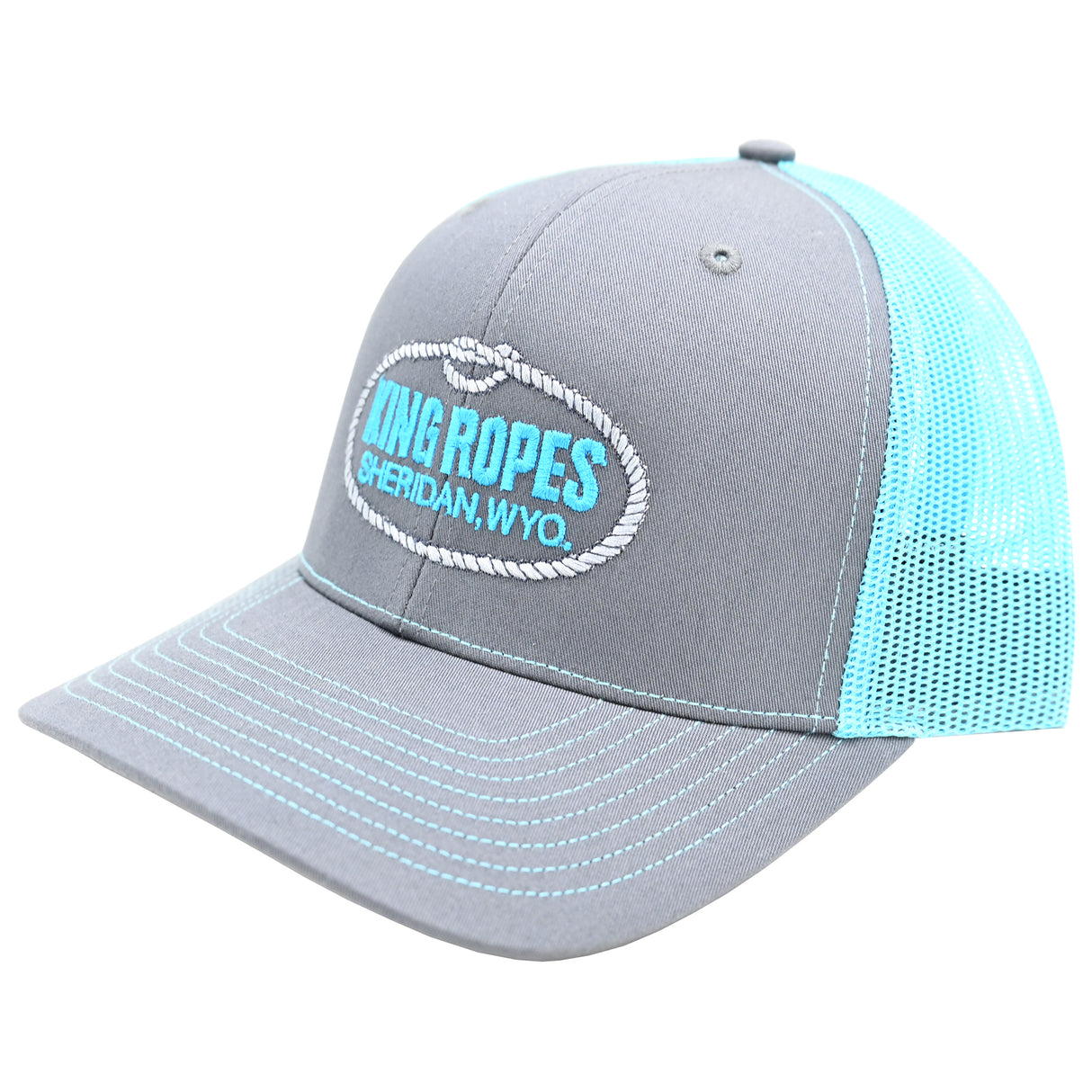 King Ropes Charcoal Cap with Neon Blue Mesh