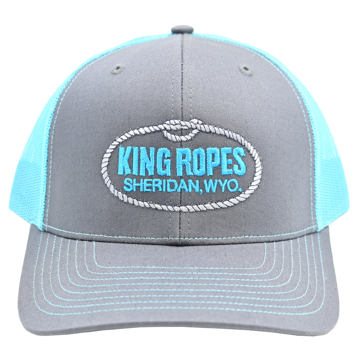 King Ropes Charcoal Cap with Neon Blue Mesh