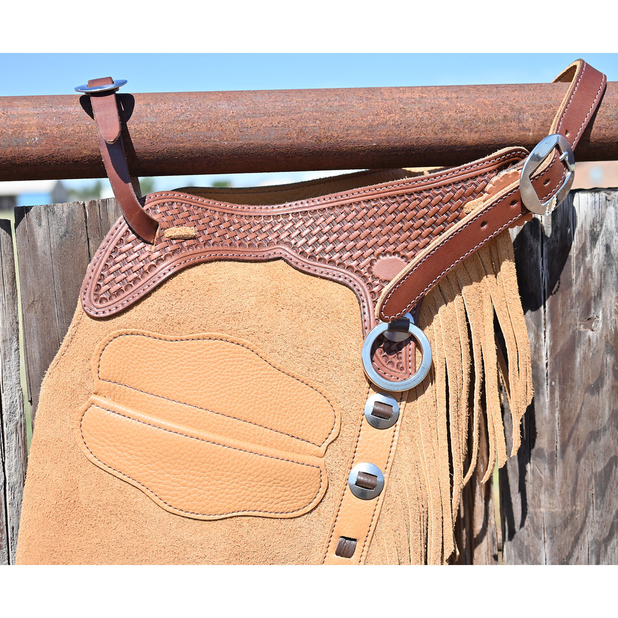 K Bar J Leather Co. Unisex Roughout Barley Versatility Chaps