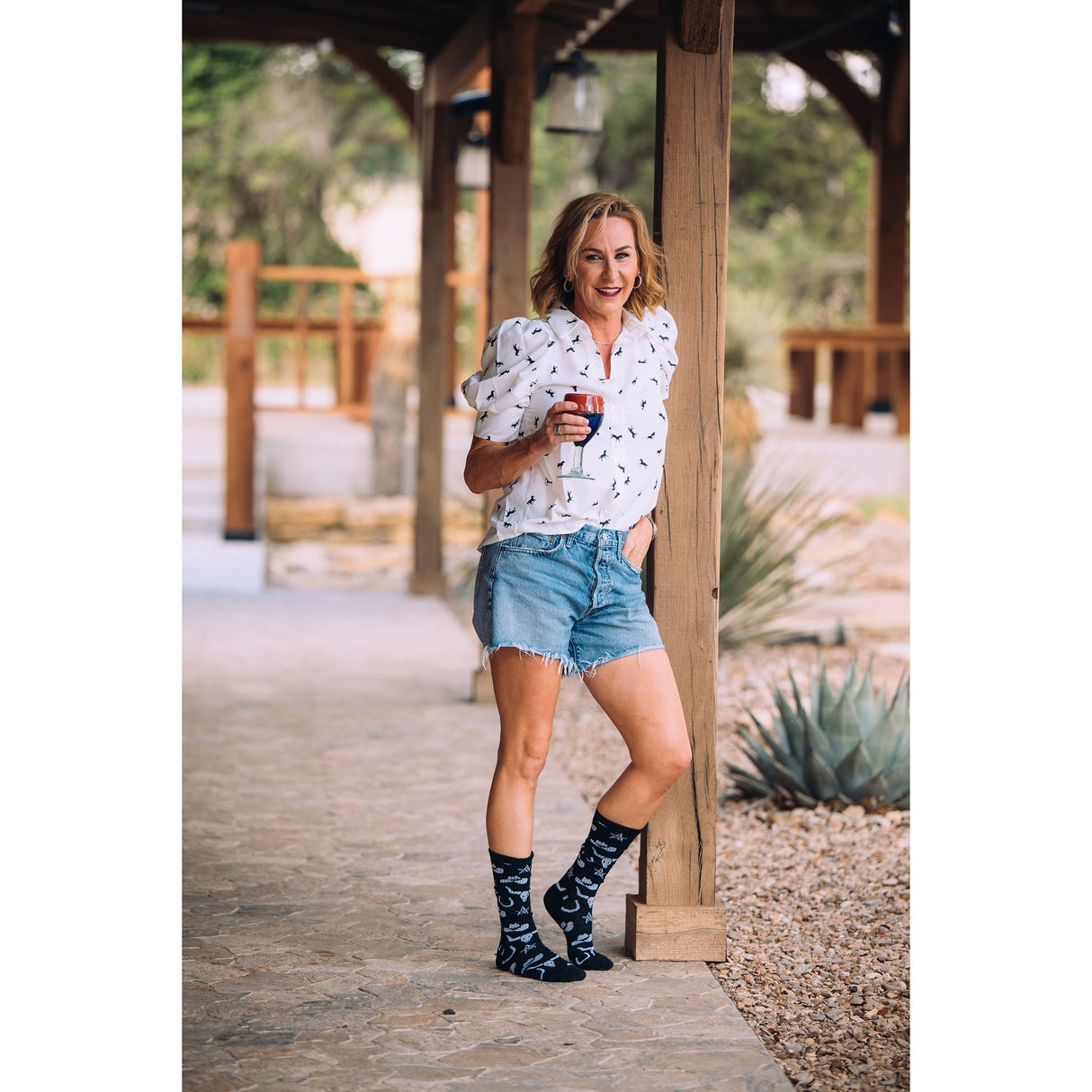 Lucky Chuck Get Western Black Western Performance Socks