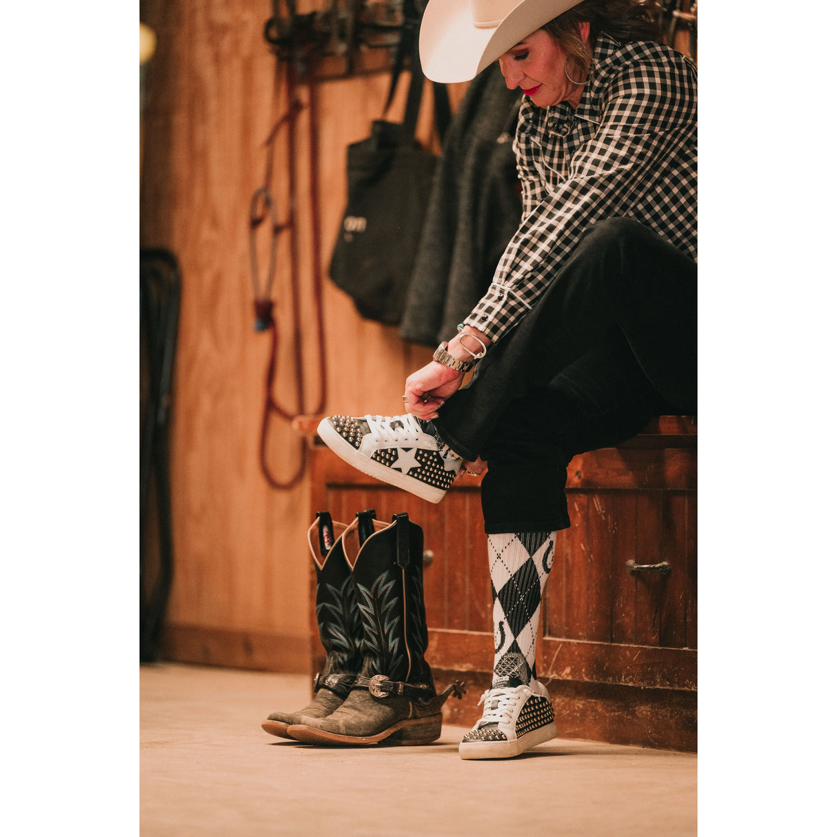 Lucky Chuck Lucky Argyle Western Performance Socks