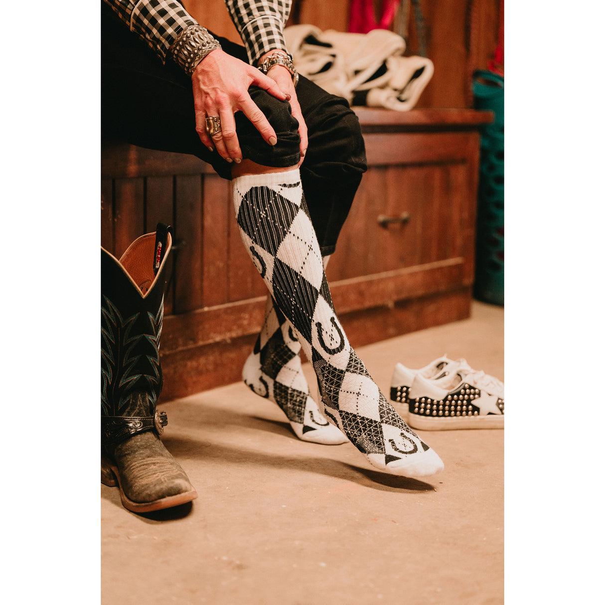 Lucky Chuck Lucky Argyle Western Performance Socks