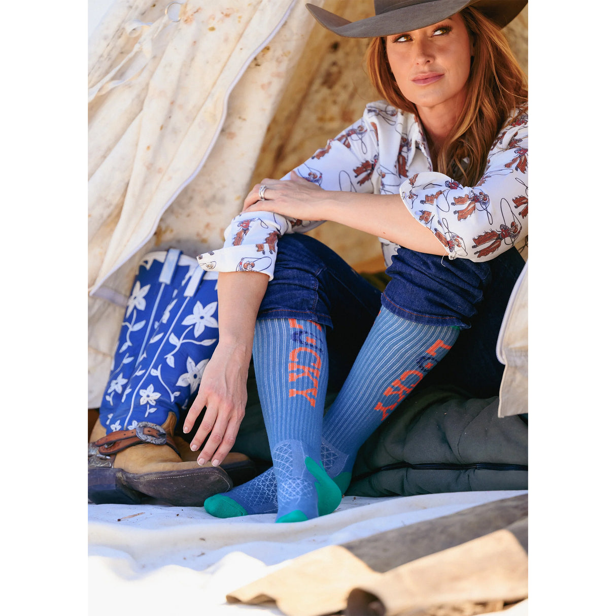 Lucky Chuck Lucky Denim Western Performance Socks