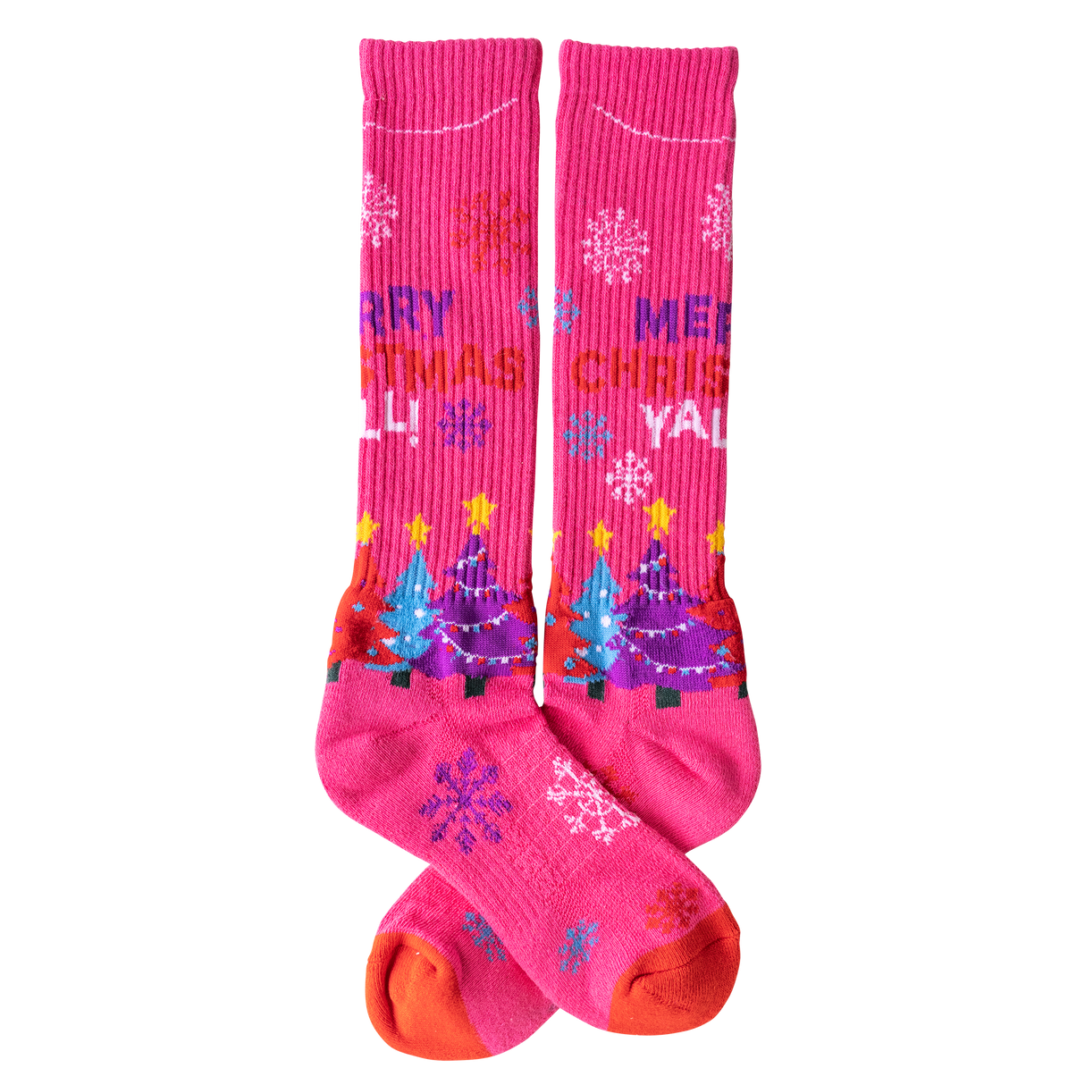Lucky Chuck Merry Christmas in Hot Pink Western Performance Socks