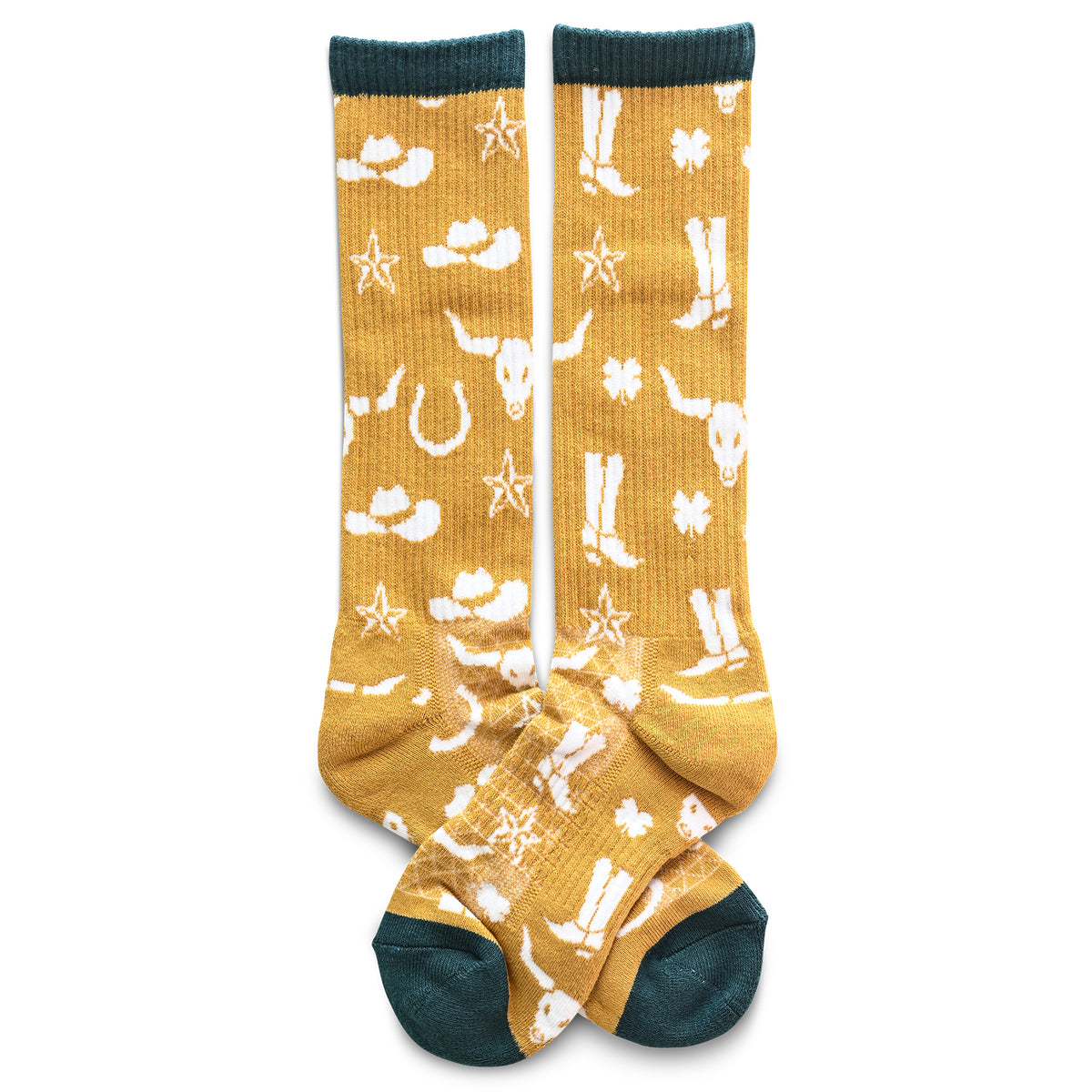 Lucky Chuck Get Western Jade & Gold Western Performance Socks