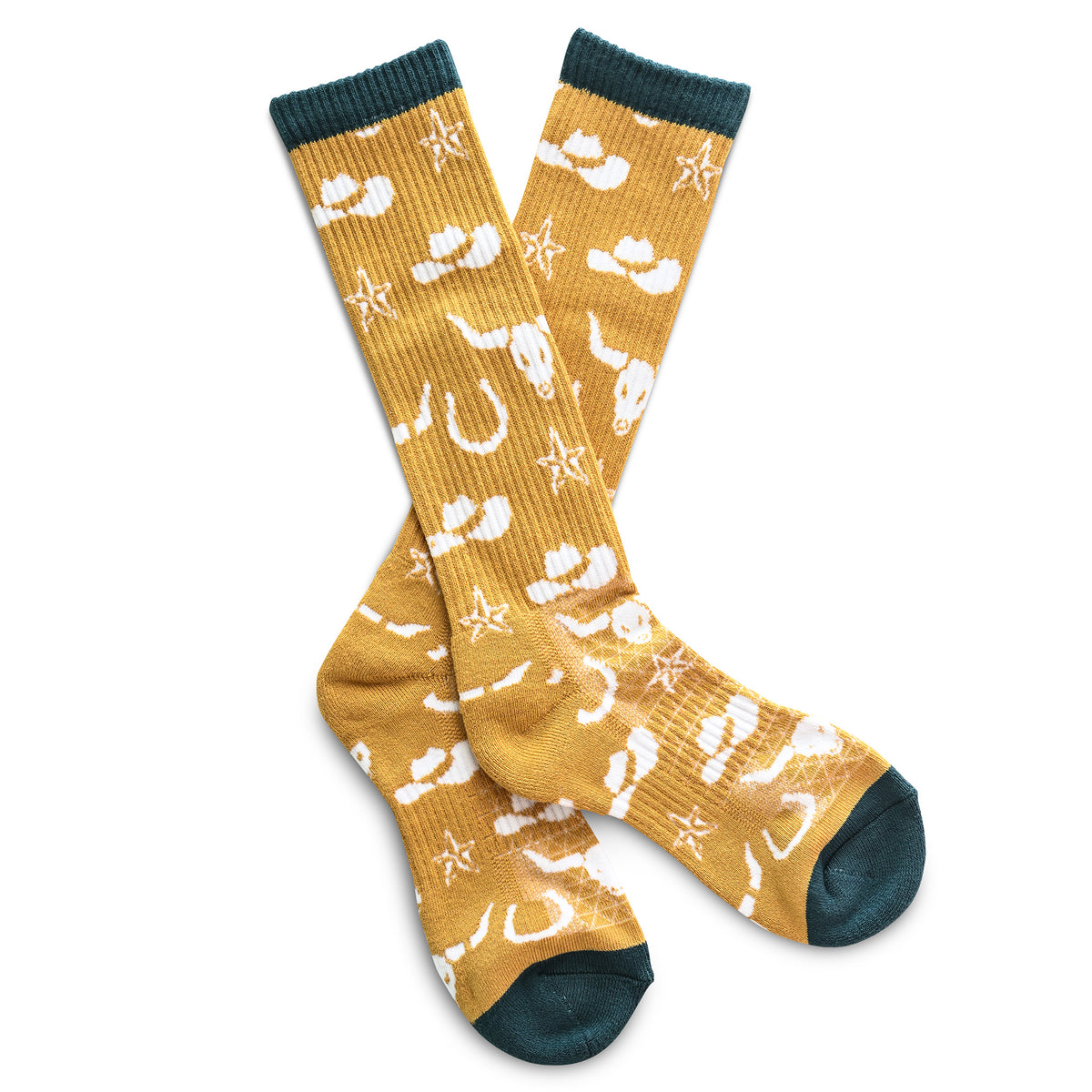 Lucky Chuck Get Western Jade & Gold Western Performance Socks