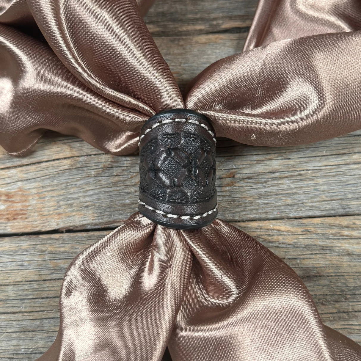 Rodeo Drive Dark Oil Honeycomb Leather Wild Rag Slide