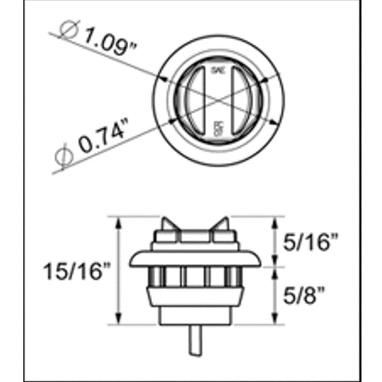 Redline Amber 3/4in Round LED Clearance/Marker Light w/Grommet