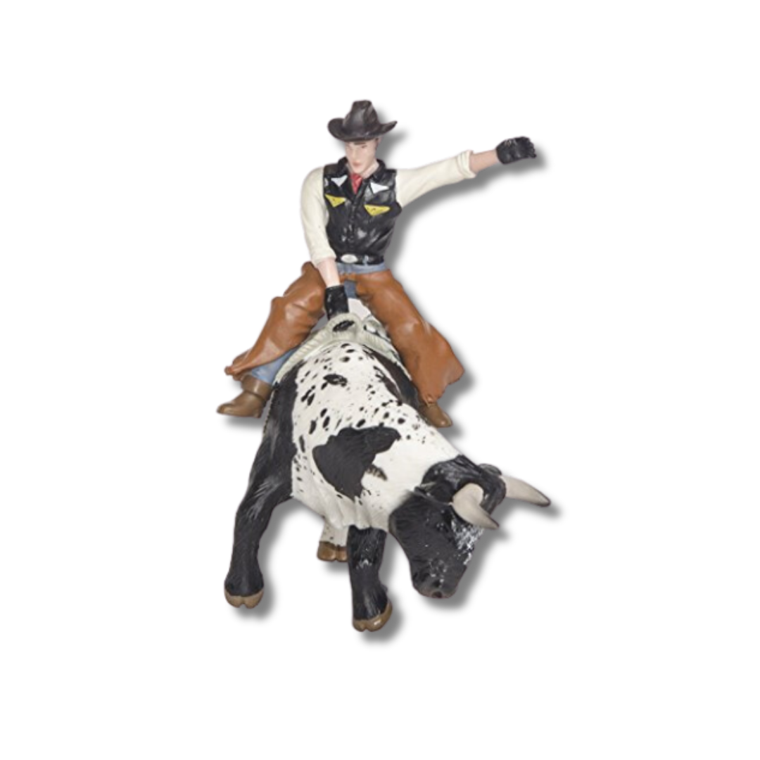 Little Buster Toys Bucking Bull & Rider-Black & White