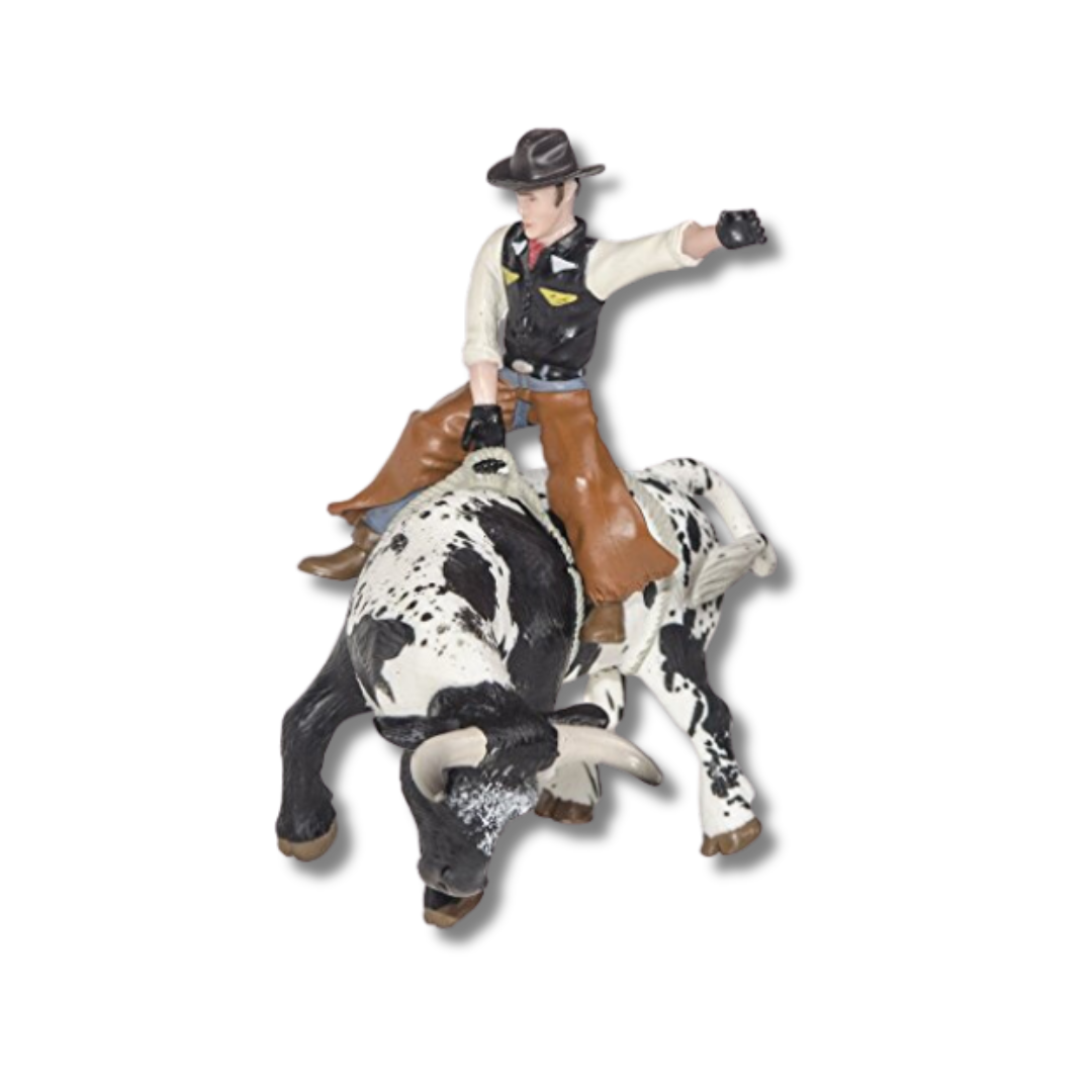 Little Buster Toys Bucking Bull & Rider-Black & White