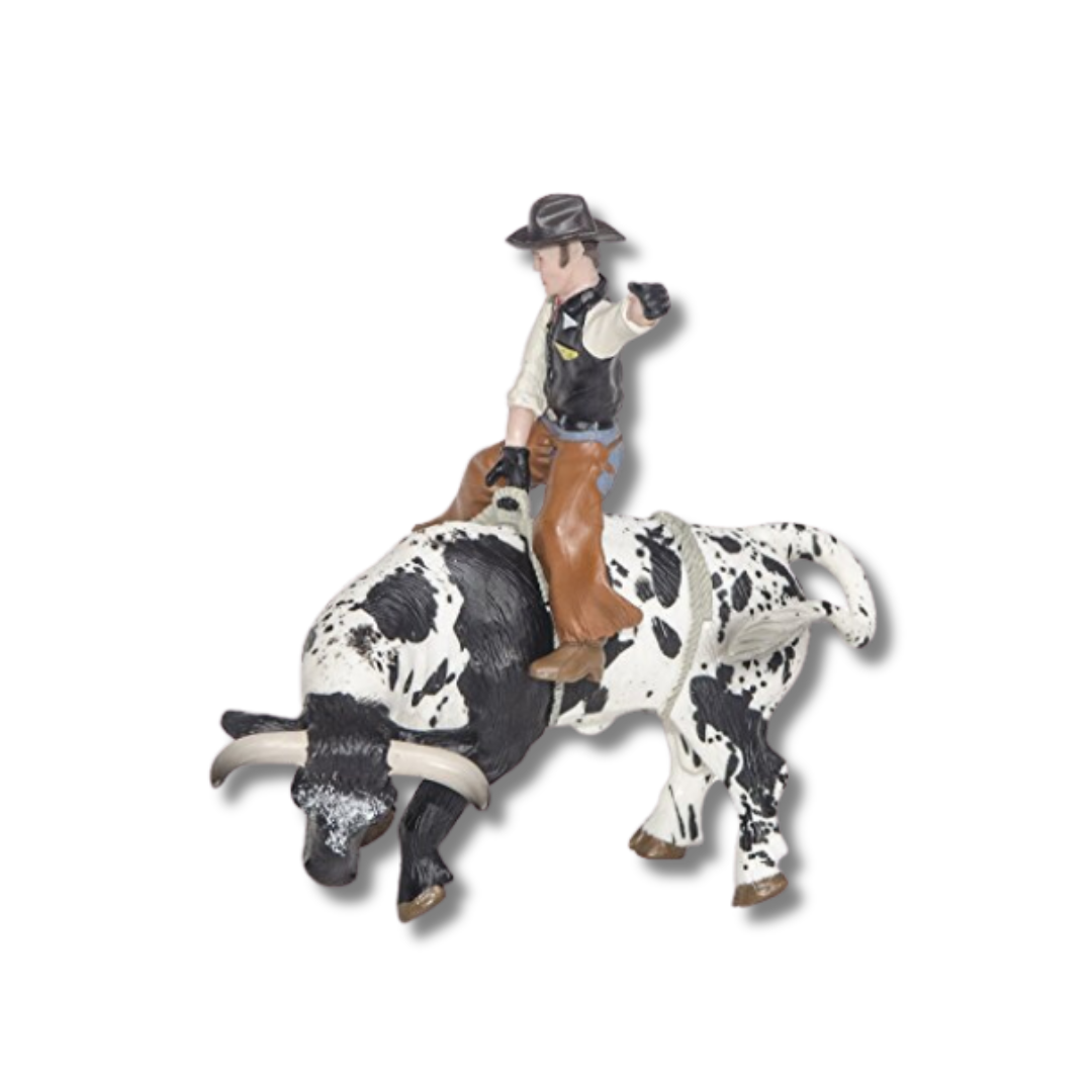 Little Buster Toys Bucking Bull & Rider-Black & White