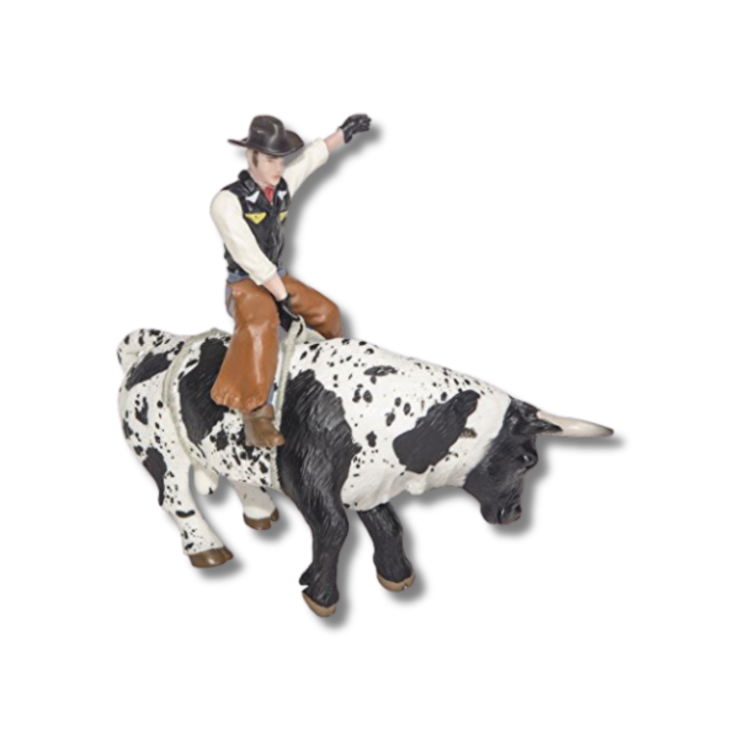 Little Buster Toys Bucking Bull & Rider-Black & White