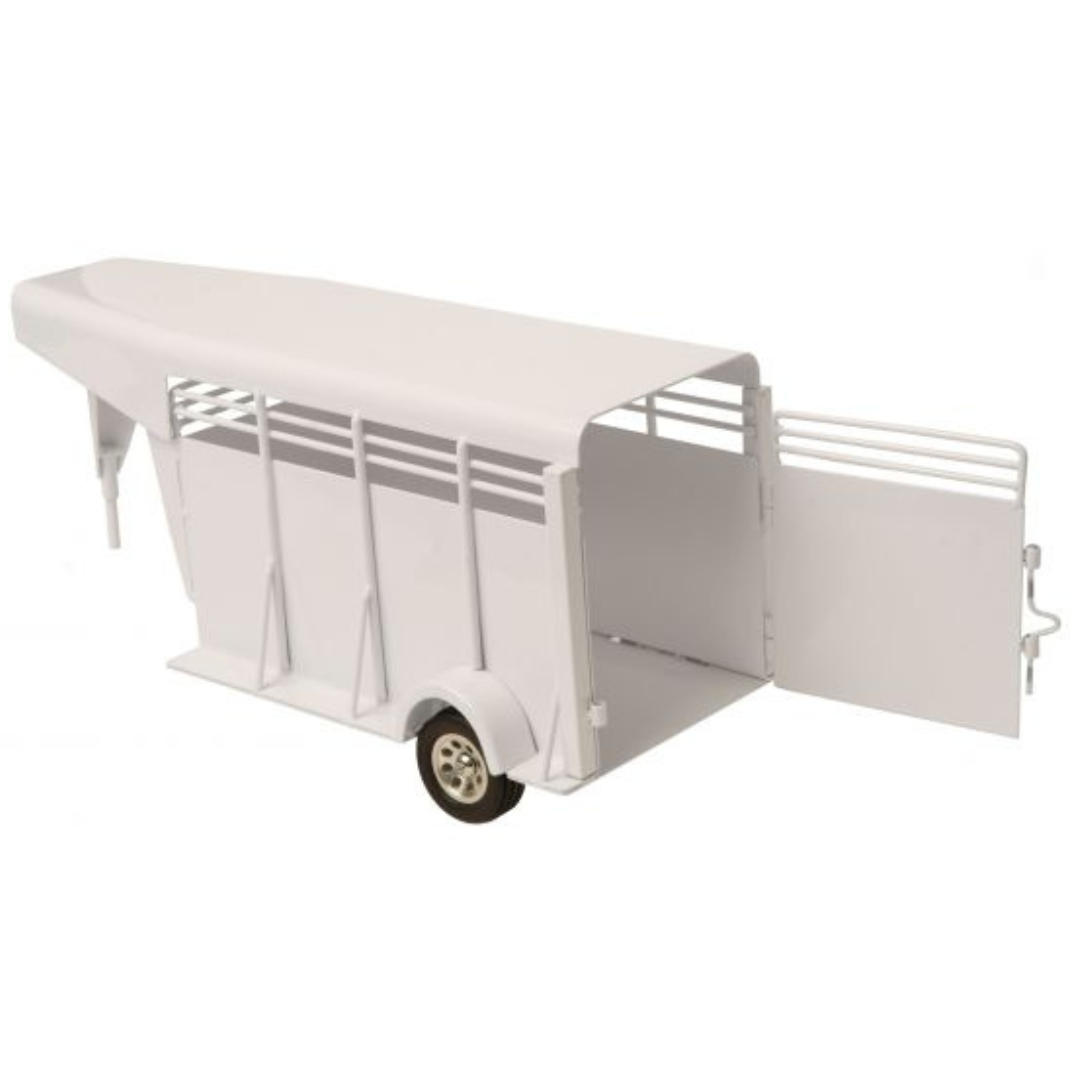 Little Buster Toys White Gooseneck Stock Trailer