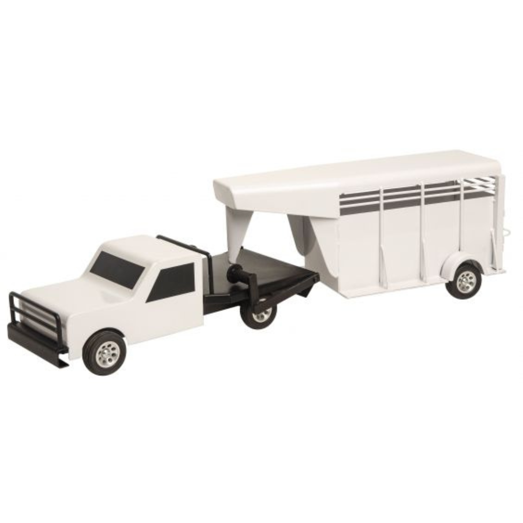 Little Buster Toys White Gooseneck Stock Trailer