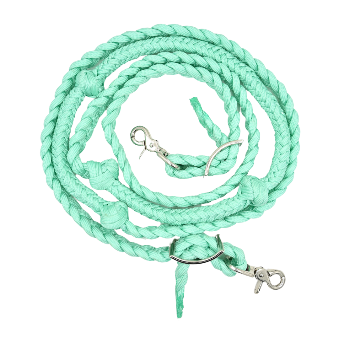 Martin Saddlery 1" Barrel Reins Braided Nylon with Knots- Mint