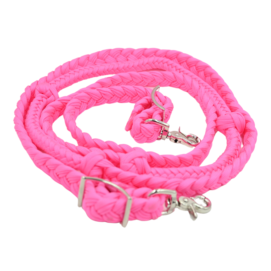 Martin Saddlery 1" Barrel Reins Braided Nylon with Knots- Pink
