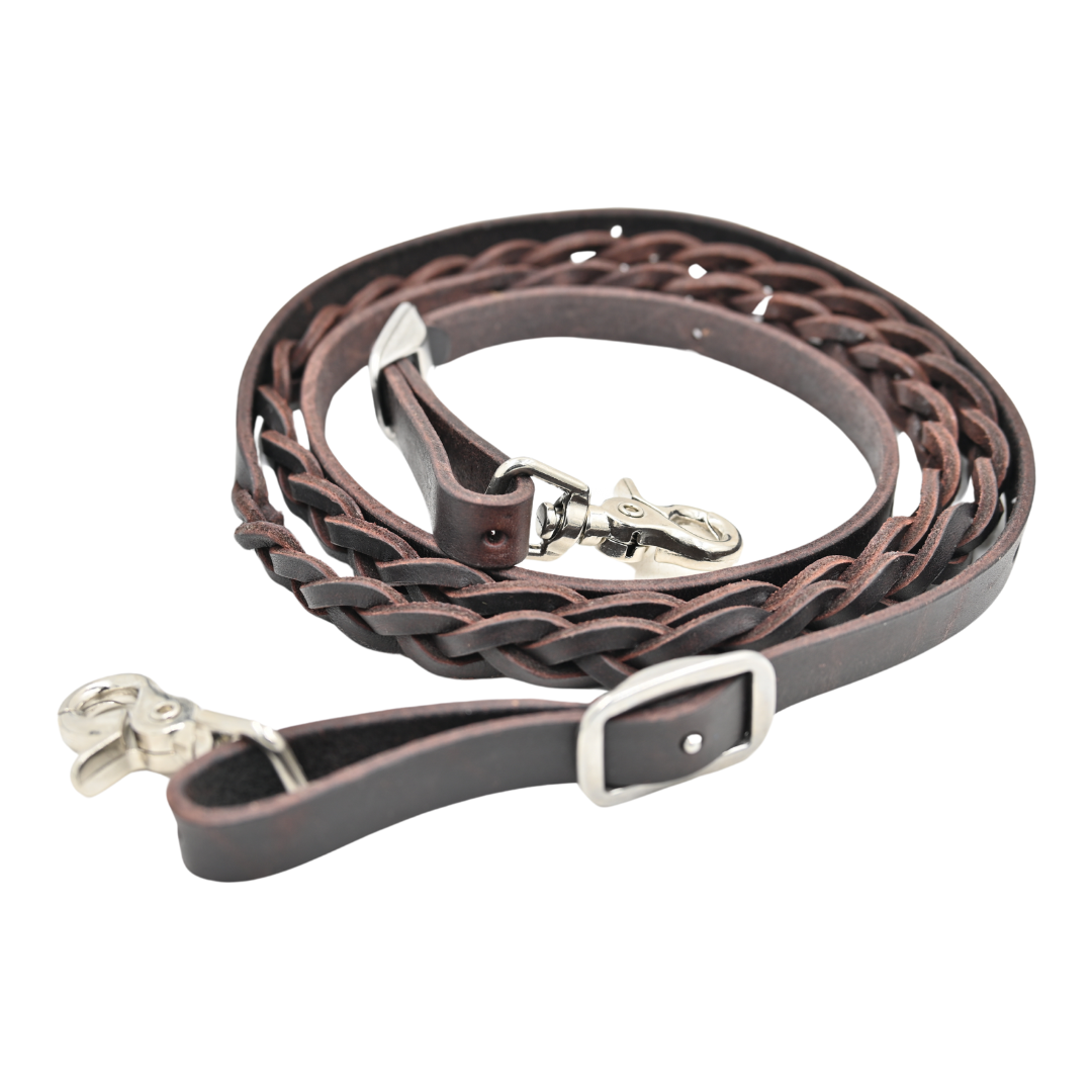 Martin Saddlery 5/8" Braided Roping Reins 3 Plait Latigo Leather