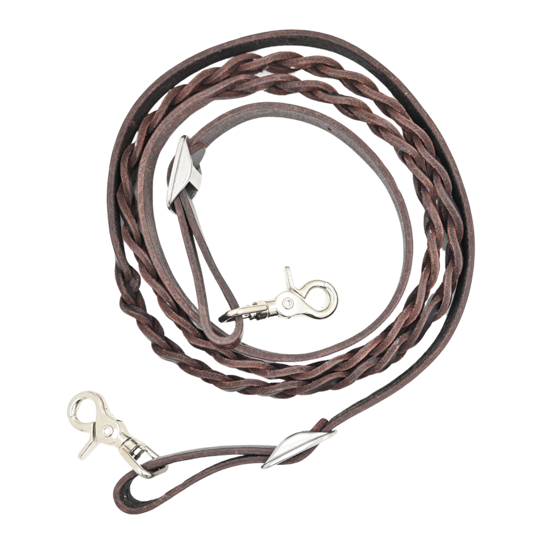 Martin Saddlery 5/8" Braided Roping Reins 3 Plait Latigo Leather