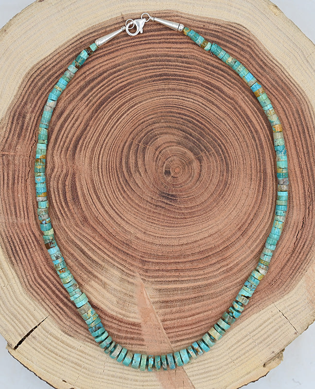 The Halle Necklace Kingman Turquoise 4-10mm Graduated Stones- 17"